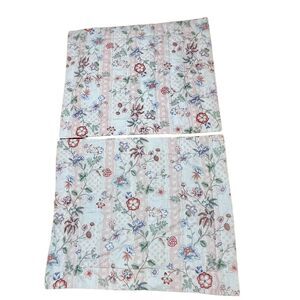 2 Vintage Croscill Floral Pillowcase Shams 30X25” Cottagecore Pink Blue USA 80s